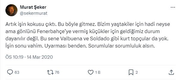 sekermurat's tweet photo. Kişi kendinden bilir işi. Kötü niyetli, ön yargılı ve haksız yorum yapanlara… Hani diyorsunuz ya, film işi olmadı diye eleştiriyorsun diye… aslında eleştiriye tahammülü olmayan yöneticiler filmi çekmemi engelledi. İşte size 2019/20! Biz Fenerbahçeliyiz. Doğru olanı söyleriz. https://t.co/boMKVpxVfi