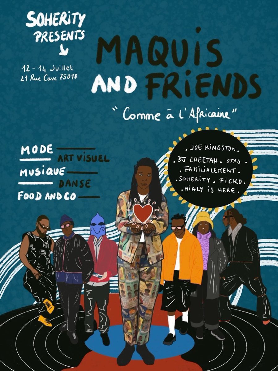 soherity's tweet photo. Nous sommes ravis de vous présenter 
 « MAQUIS and FRIENDS » 
Du 14 juillet au 21 Rue Cave, 75018 PARIS ! 📍
Rejoignez-nous pour une rencontre unique où vous pouvez rencontrer d’autres créatifs, découvrir de nouveaux talents et savourer des plats et des boissons délicieux 🍴🍹 https://t.co/WPMkOf1BQk