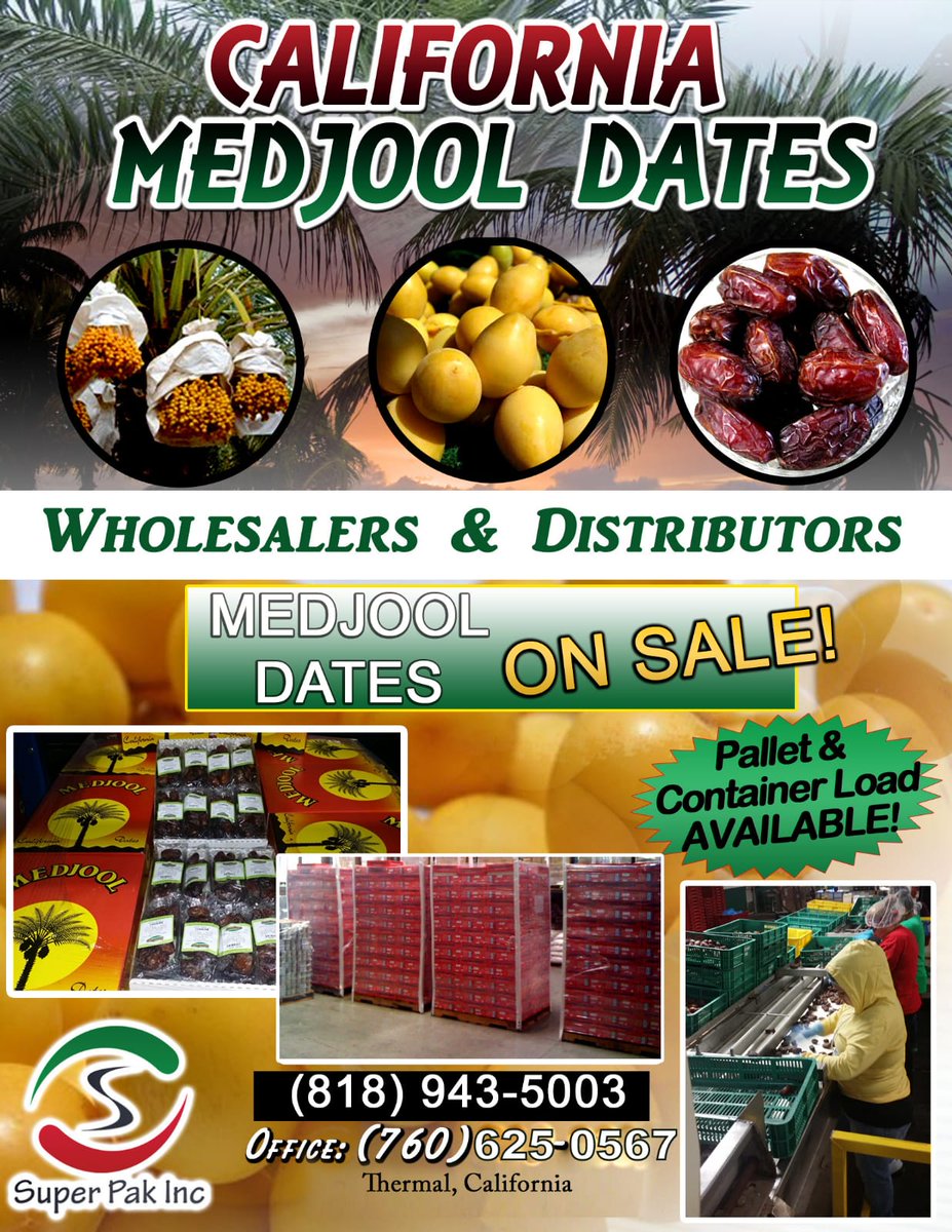 CaMedjoolDates's tweet photo. <!--td {border: 1px solid #cccccc;}br {mso-data-placement:same-cell;}-->#produceindustry #producelife #eatfresh #freshproduce #wholesaledistribution #eatyourveggies #freshfood #organics #retailindustry #grocerystores #fruitsandvegetables #thankafarmer #distribution #food #produce https://t.co/6iEZYsMrPi