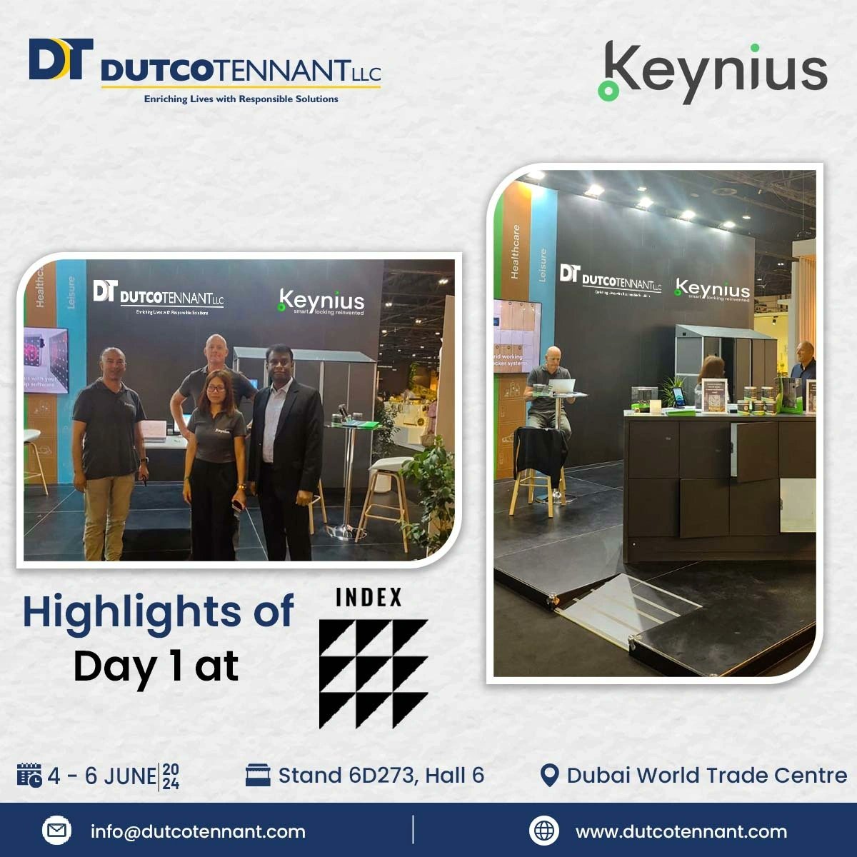 Dutcotennant's tweet image. Day 1 at #INDEX2024 is off to an incredible start with Keynius unveiling their latest #smartlocking solutions! 

From advanced access control to seamless integration,#Keynius is leading the way in safeguarding our homes and businesses. Visit us tomorrow at 6D273.
#DutcoTennantLLC