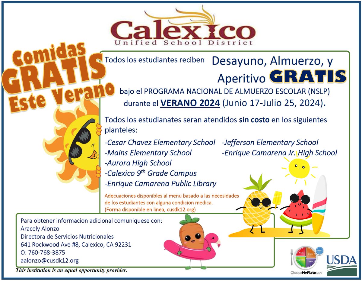 Summer Breakfast, Lunch and Snack Program