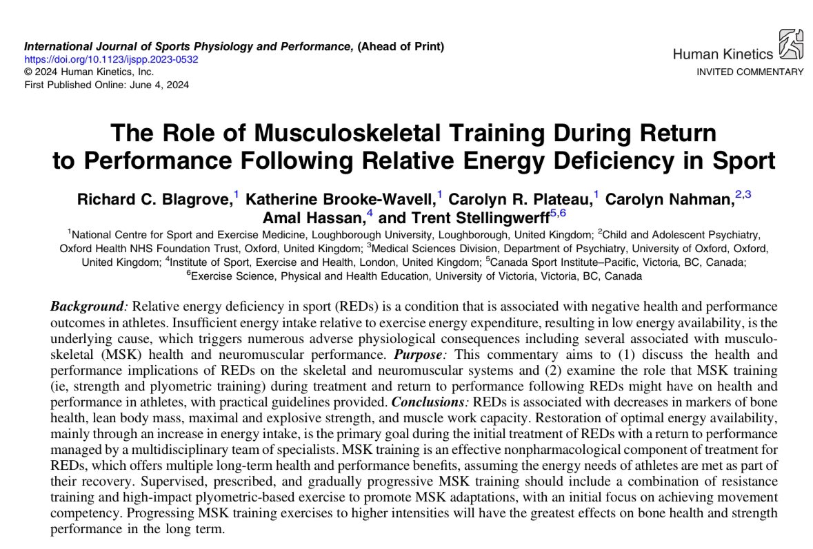 Rich Blagrove (@rich_blagrove) on Twitter photo Excited to see our invited commentary out in <a href="/IJSPPjournal/">Int'l Journal of Sports Physiology and Performance</a> . Incredibly grateful to the co-authors for sharing their immense knowledge and clinical wisdom on this topic <a href="/KBrookeWavell/">Katherine Brooke-Wavell</a> <a href="/CarolynPlateau/">Carolyn Plateau</a> <a href="/CazNahman/">Dr Caz Nahman</a> <a href="/sportex_dr_amal/">Dr Amal Hassan 💙</a> <a href="/TStellingwerff/">Trent Stellingwerff, PhD / CSEP-CEP / FACSM / ChPC</a>
doi.org/10.1123/ijspp.… Excited to see our invited commentary out in <a href="/IJSPPjournal/">Int'l Journal of Sports Physiology and Performance</a> . Incredibly grateful to the co-authors for sharing their immense knowledge and clinical wisdom on this topic <a href="/KBrookeWavell/">Katherine Brooke-Wavell</a> <a href="/CarolynPlateau/">Carolyn Plateau</a> <a href="/CazNahman/">Dr Caz Nahman</a> <a href="/sportex_dr_amal/">Dr Amal Hassan 💙</a> <a href="/TStellingwerff/">Trent Stellingwerff, PhD / CSEP-CEP / FACSM / ChPC</a>
doi.org/10.1123/ijspp.…