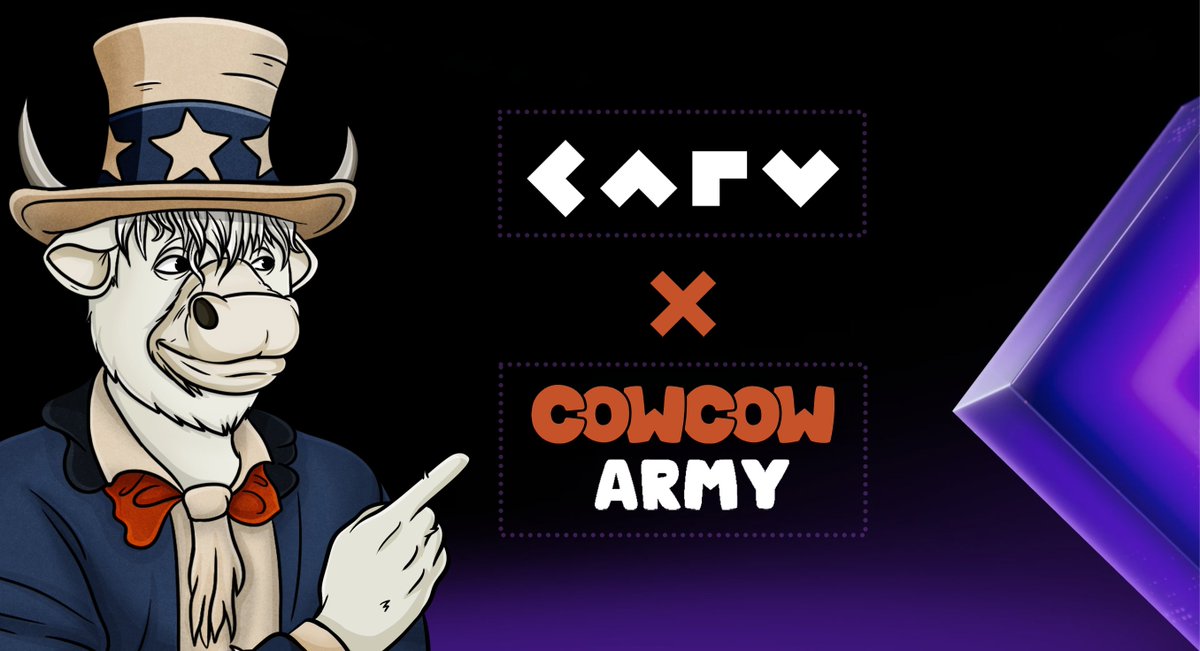 Cow Cow Army, we have a new partner, <a href="/carv_official/">CARV</a> !

Carv is revolutionizing the data landscape by enabling individuals to own, control, and monetize their personal data. 

The whitelist sale for the CARV nodes is ongoing and the public is following. Check Discord for more