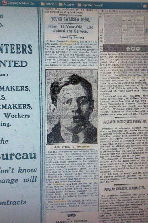 Thinking of my great uncle today.

R.I.P.  Sydney George Brookman d.4th June 1915 - Gallipoli aged 15 years old.

Able Seaman, Royal Naval Volunteer Reserve, (Hood Battalion, Royal Navy Division). Son of James and Matilda Brookman
<a href="/Gallipoli100/">Gallipoli Association</a> #AncestryHour