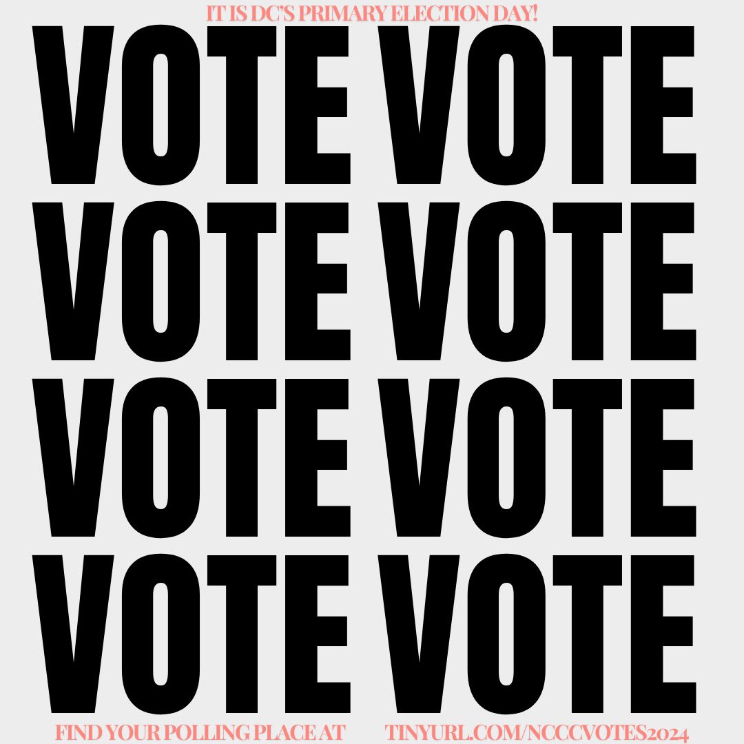 nationalcitycc's tweet photo. It’s your civic duty! #DCprimary #vote https://t.co/L9qlvnZ4kG