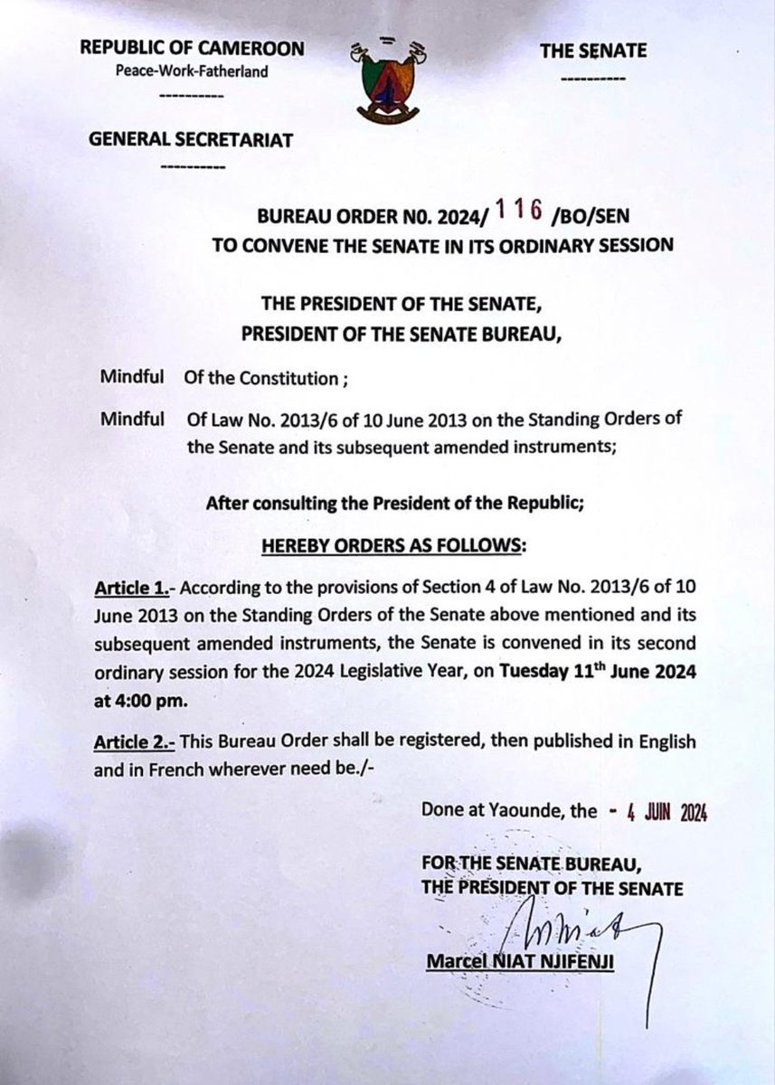Senat du Cameroun Officiel tweet media