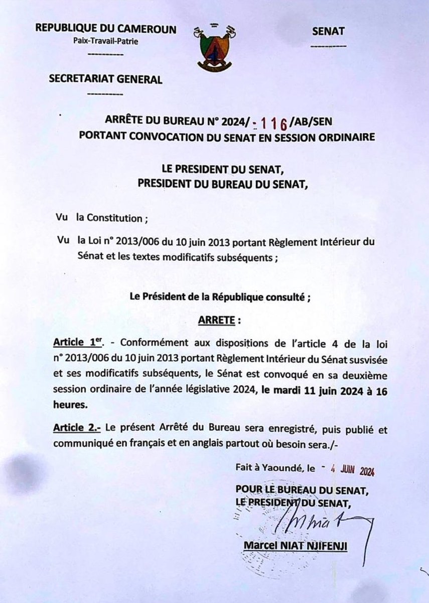 Senat du Cameroun Officiel tweet media