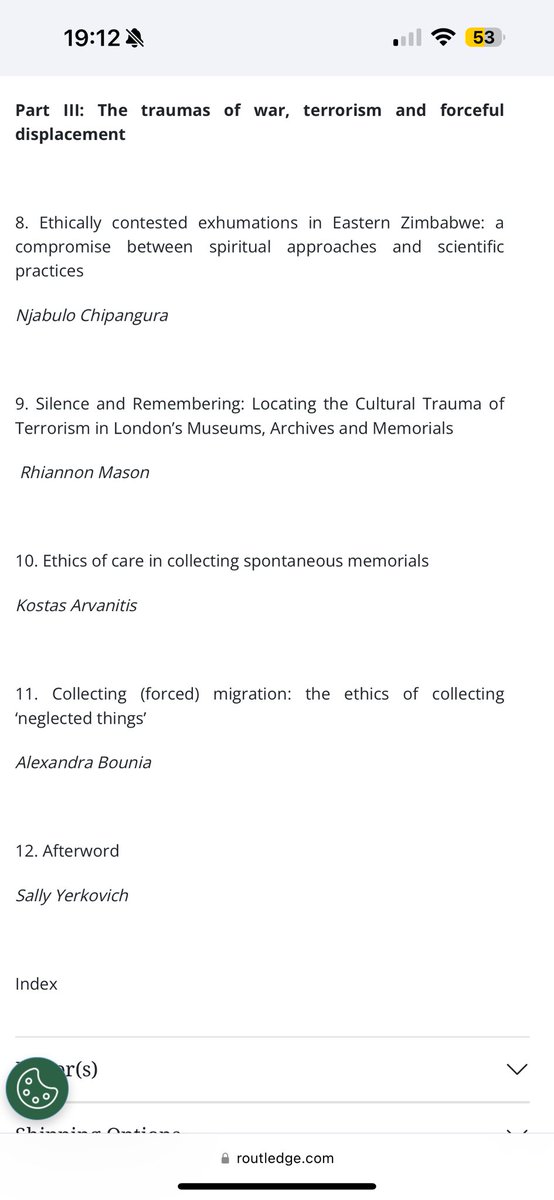 Look out for this  _ I have a chapter in an amazing forthcoming booking called Ethics of Collecting Trauma: The Role of Museums in Collecting &amp; Displaying Contemporary Crises. Book is now available for preorders from the 2nd of October.  Feeling contend 😊😊😊
