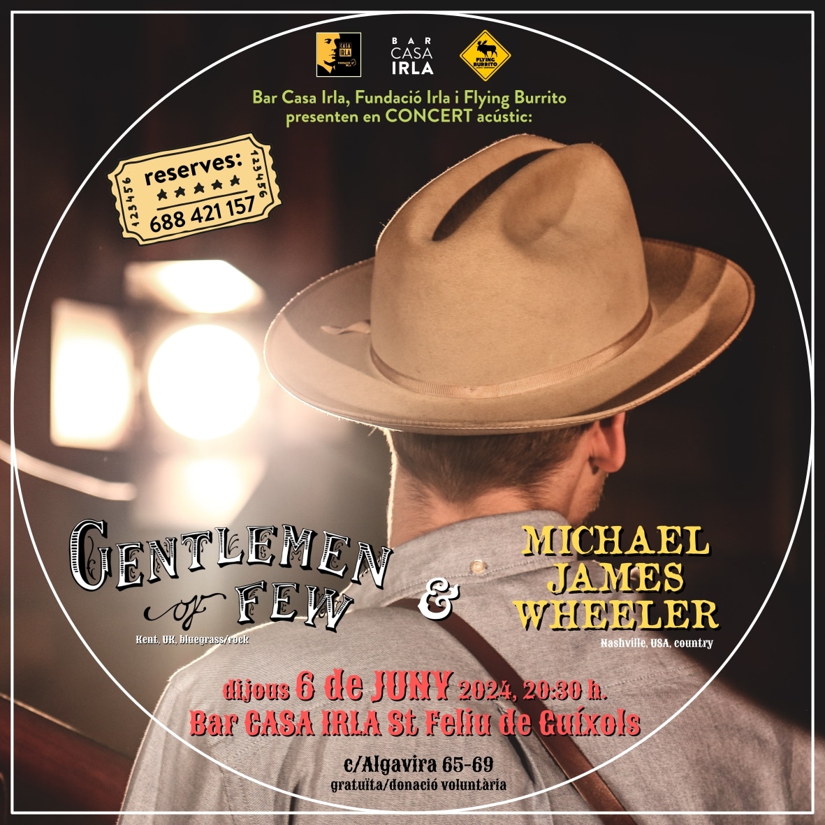 FlyingBurritosf's tweet photo. Tanquem la temporda 23/24 amb un juny de luxe!!!

- Dijous 6 de juny, 20:30 h. : GENTLEMEN OF FEW (UK, indie-rock) &amp; MICHAEL JAMES WHEELER (Nashville, USA, country) @ Bar Casa Irla, St Feliu de Guíxols, gratuït/donació voluntària

#livemusic #folkrock #countrymusic #nashville https://t.co/TQZFTTDK7O