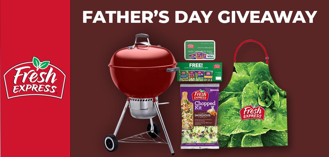 🎉 Father's Day Giveaway! 🎉 

Win this ultimate Summer Grilling Kit and make dad's grilling dreams come true!  
1. Like this post
2. Follow <a href="/FreshUpdates/">Fresh Express</a>
3. Tag a friend (1 tag = 1 entry)
Ends 6/13 at 23:59 pm EST 

Rules: freshexpress.com/social-promoti…

#FathersDay #GrillingGiveaway