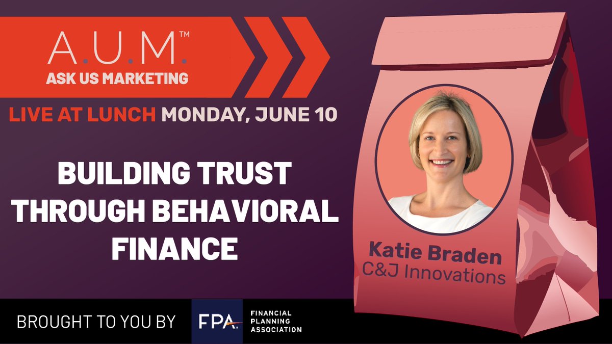 #Relationalmarketing and #behavioralfinance are the secrets to getting through to clients.

Luckily, that’s what we’re covering next week with <a href="/KatieABraden/">Katie Braden, CFP®</a> of C&amp;J Innovations. Catch A.U.M.™, sponsored by the <a href="/fpassociation/">Financial Planning Association (FPA)</a>!

kallicollective.com/a-u-m-connect-…

#fintwit #kallicollective