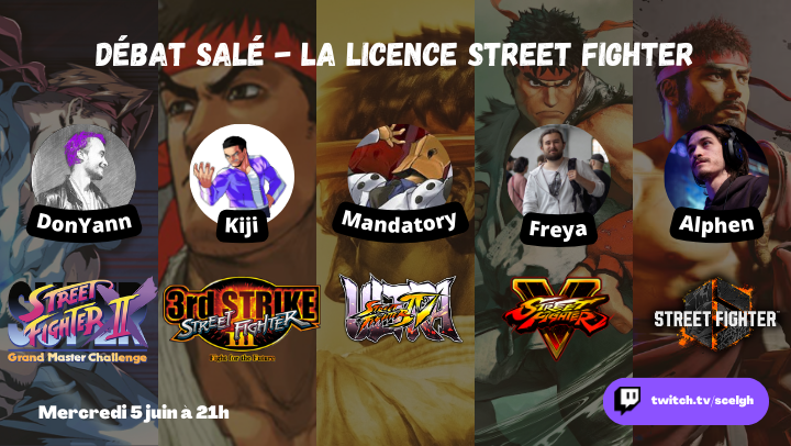 ScelGH's tweet photo. Bon, Street Fighter, c'est bien, mais en vrai, c'est lequel votre préféré ? 🤔

Demain soir à 21h, j'ai ramené les meilleurs représentants de chaque opus principal de la licence pour venir vous vendre leur jeu respectif 🔥

On verra qui arrivera le mieux à convaincre le chat 🎙️ https://t.co/HDxuBb0Ih0