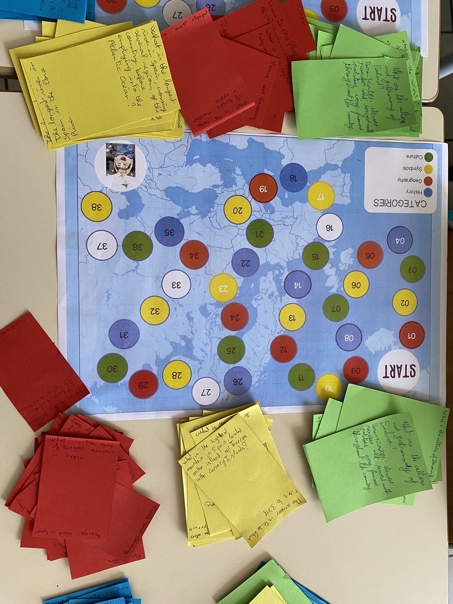 LVvil9's tweet photo. En l’occasion du #jolimoisdemai, mois de l’🇪🇺, les 5eLCE ont travaillé sur des quiz sur l’Europe, fait des webquests sur les pays de l’UE et on créé un jeu de plateau avec des cartes à question auquel ils joueront la semaine prochaine! https://t.co/jQ6xOcZHby