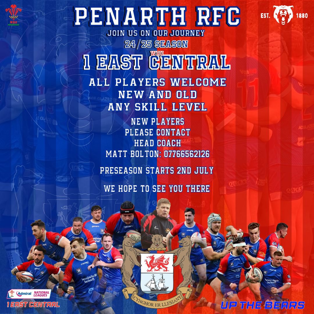 📣 Pre Season 2024/25 📣

4 weeks till Pre Season begins in readiness for life in Division 1 East Central!

Any new players of any ability want to get involved at a great club then contact Head Coach Matt Bolton! 

Spread the word!!!

#div1ec #upthebears 🐻