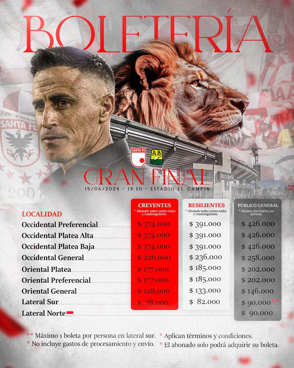 Listos los precios para la gran final en Bogotá!!!