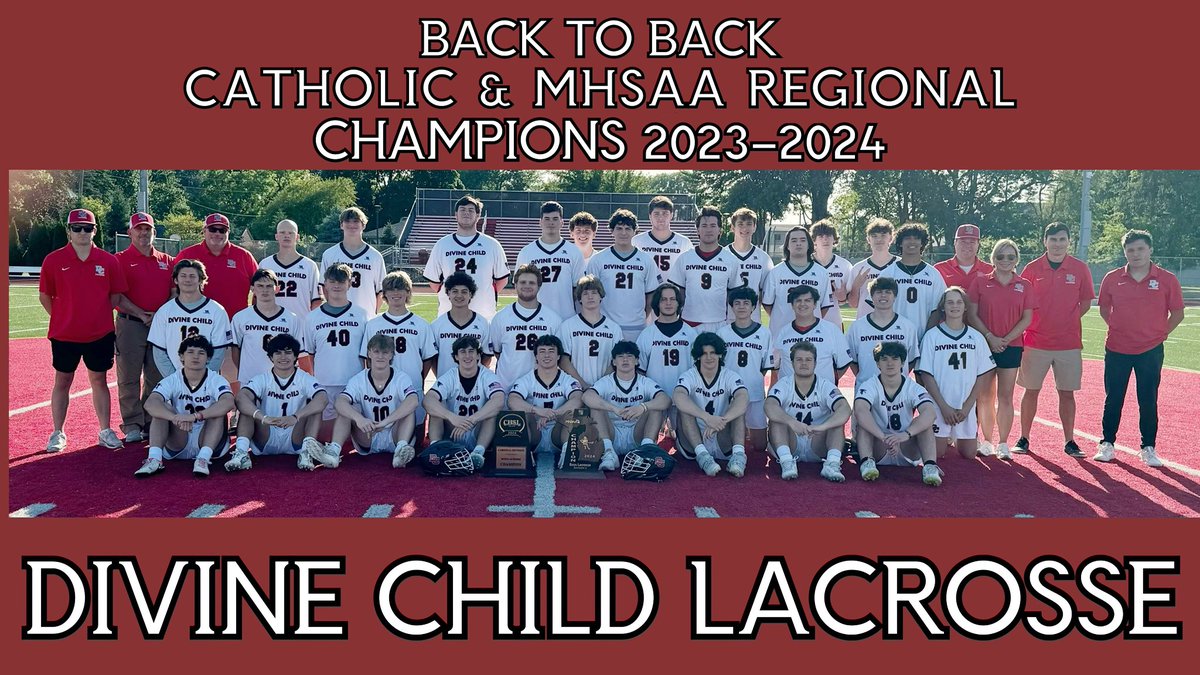DivineChildLAX's tweet photo. Our 2024 season has concluded &amp; what a successful year. 16-6, back to back league champs and MHSAA Regional champions! Making the final 8 is impressive, these boys never quit. A special senior class who elevated the program and left a legacy. Thank you Class of 2024! https://t.co/DHZ06s9nv4
