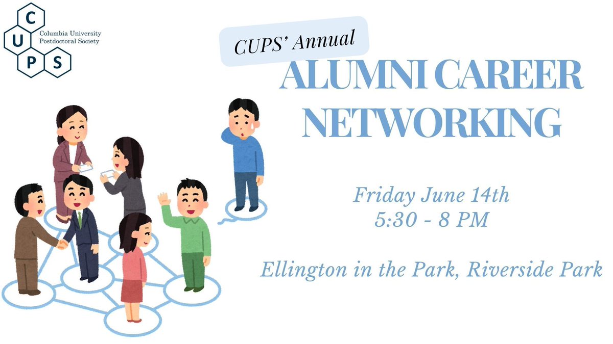 CUPostdocs's tweet image. Networking for your career can be daunting, but what if we told you there's an opportunity to connect with successful alumni who share your background? Get career insights from Columbia Postdoc alumni at our in-person Networking event on June 14th! RSVP 👉 buff.ly/3KpDSvA