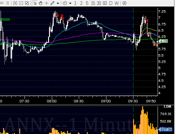 mcerro5's tweet photo. $ANNX and $MLGO.  Risk management is taught every day in @SmallCapRoom .  I had a green day because I focused on the easier play $ANNX, lower size on $MLGO as hot stock of the day, and kept my risk in check! https://t.co/T1Zk3lXk2a