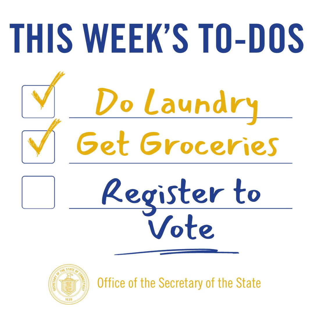 CTSotS's tweet photo. Check off registering to vote from your to-do list by visiting https://t.co/3XhDonlkSU! Make sure you have your CT driver's license ready.
__
#ct #vote #elections #government #civics https://t.co/QhiFcqmDHl