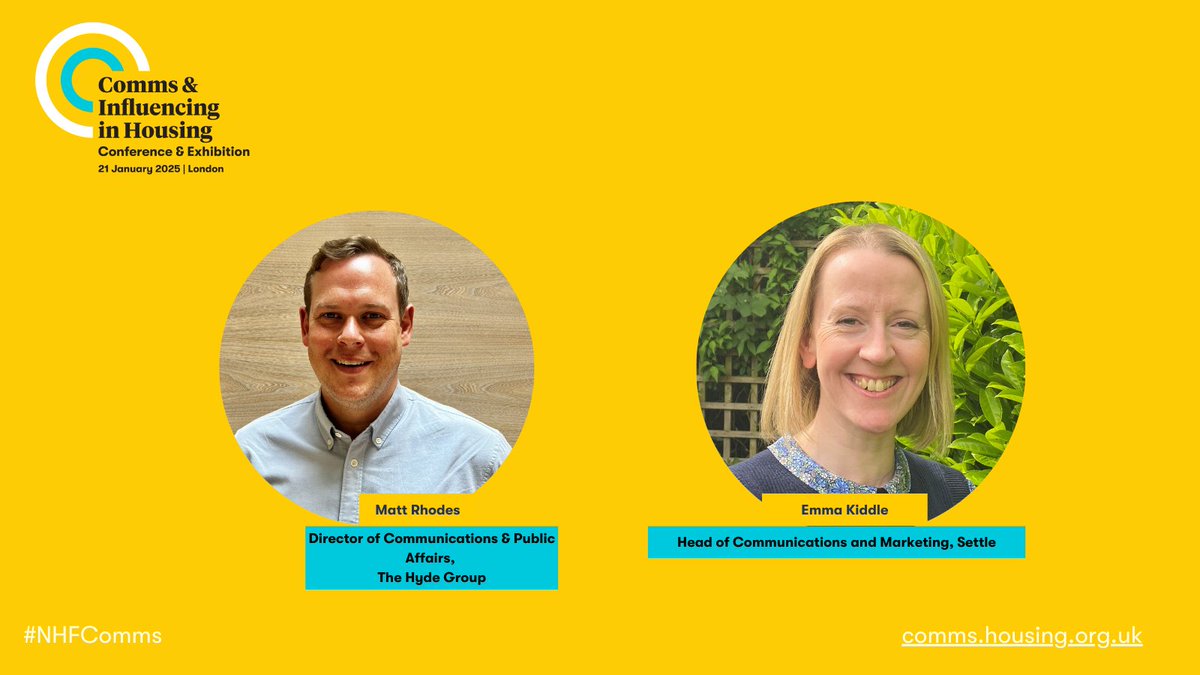 We're delighted to announce we're launching a new conference for 2025: Comms &amp; Influencing in Housing, co-chaired by <a href="/mattrhodes1987/">Matt Rhodes</a> and Emma Kiddle <a href="/settlecomms/">settlecomms</a>. 

📅 Tuesday 21 January at the Barbican, London. 
Find out more: comms.housing.org.uk 
#NHFComms
