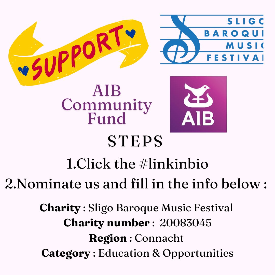SligoBaroqueFestival (@baroquesligo) on Twitter photo Have you voted for <a href="/BaroqueSligo/">SligoBaroqueFestival</a> in the <a href="/AIBIreland/">AIB</a> Community Funds yet? Deadline is June 12th!! Please share/RT! Click here to vote:
aib.ie/personal-forms…
#supportlocal #supportingthearts #baroque #festival <a href="/modelsligo/">The Model Sligo</a> <a href="/HawksWellSligo/">Hawk's Well Theatre</a> <a href="/sligotourism/">Sligo Tourism</a> <a href="/SligoChamberMus/">Sligo International Chamber Music Festival</a> Have you voted for <a href="/BaroqueSligo/">SligoBaroqueFestival</a> in the <a href="/AIBIreland/">AIB</a> Community Funds yet? Deadline is June 12th!! Please share/RT! Click here to vote:
aib.ie/personal-forms…
#supportlocal #supportingthearts #baroque #festival <a href="/modelsligo/">The Model Sligo</a> <a href="/HawksWellSligo/">Hawk's Well Theatre</a> <a href="/sligotourism/">Sligo Tourism</a> <a href="/SligoChamberMus/">Sligo International Chamber Music Festival</a>
