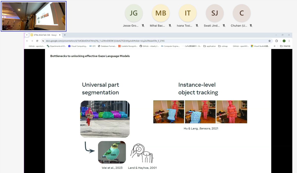 Yasasi (@yasasi_abey) on Twitter photo .<a href="/csburlingham/">Charlie S. Burlingham</a> from <a href="/RealityLabs/">Reality Labs at Meta</a> is now presenting their paper titled, "Real-World Scanpaths Exhibit Long-Term Temporal Dependencies: Considerations for Contextual AI for AR Applications" at PETMEI Workshop at #ETRA2024.
Paper: doi.org/10.1145/364990⦠.<a href="/csburlingham/">Charlie S. Burlingham</a> from <a href="/RealityLabs/">Reality Labs at Meta</a> is now presenting their paper titled, "Real-World Scanpaths Exhibit Long-Term Temporal Dependencies: Considerations for Contextual AI for AR Applications" at PETMEI Workshop at #ETRA2024.
Paper: doi.org/10.1145/364990ā¦