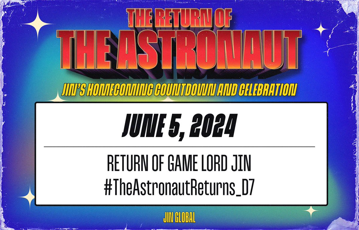 ARMYTEAMID's tweet photo. [💜]

SEMINGGU LAGI... rabu, kamis, jumat, sabtu, senin, selasa, rabunya ketemu seokjinnn😭😭😭😭

RETURN OF GAME LORD JIN
#TheAstronautReturns_D7
#5YearsWithTonight
#석진이와함께_행복한_이밤5 https://t.co/eVQK8I8lRv