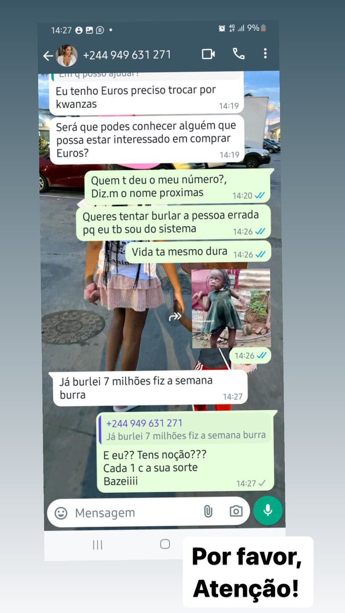 Alguém se está a tentar passar por mim no WhatsApp. Por favor, atenção.