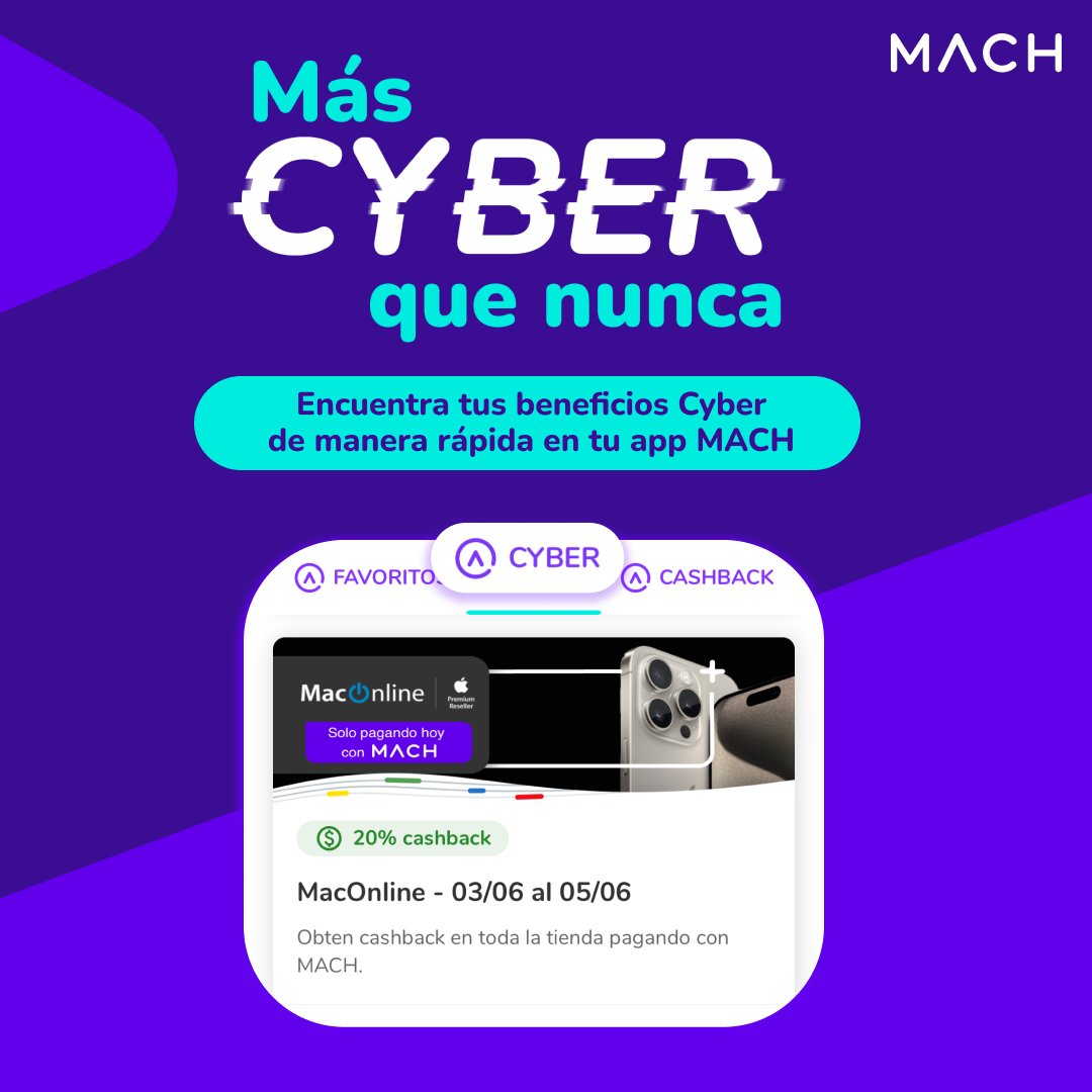 ¡Seguimos más CYBER que nunca! 🛍️ Ahora podrás conocer los mejores beneficios ingresando en la sección Beneficios BciPlus+ y presionando la categoría "CYBER" 👌🏻💜