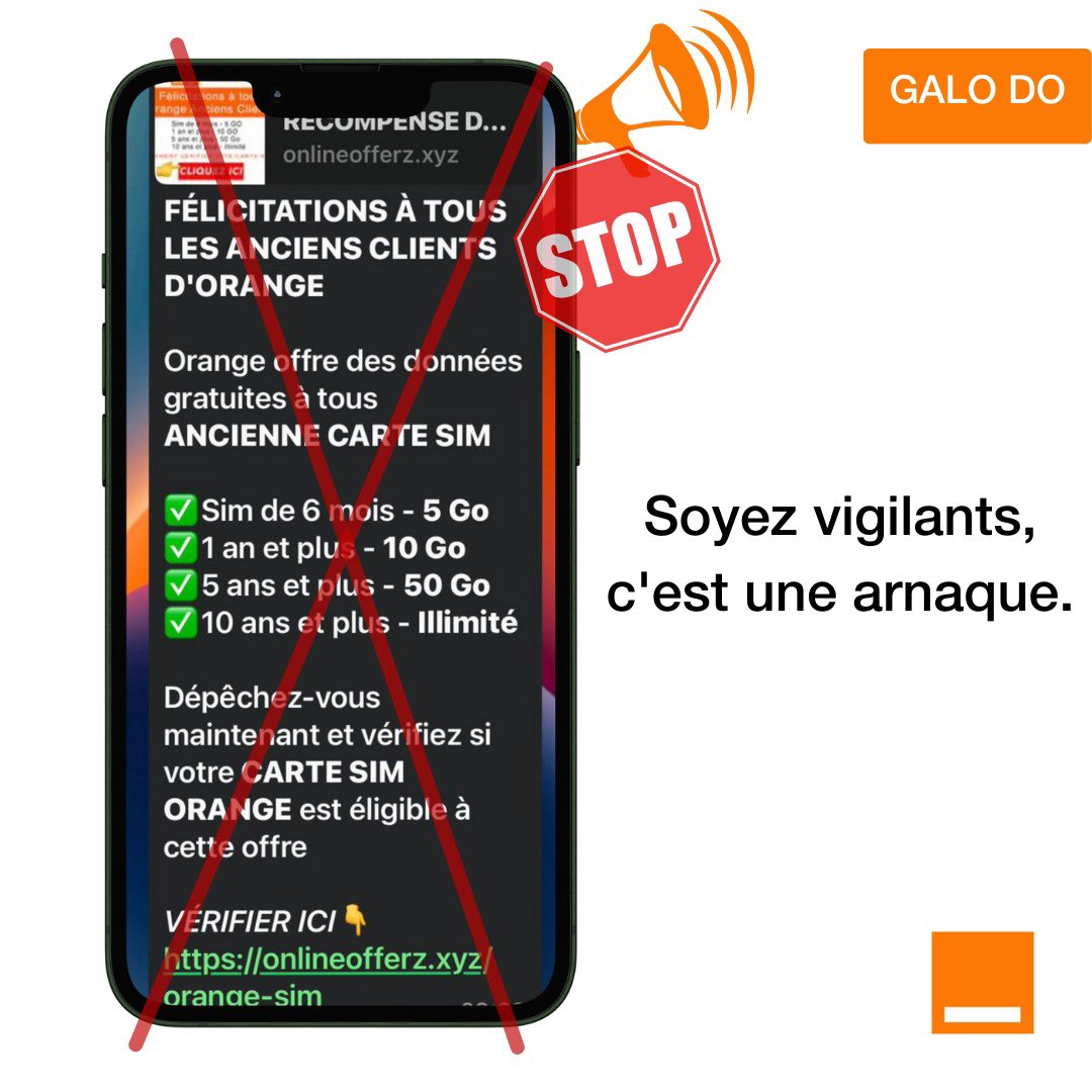 Chers clients, Ce message qui circule sur les réseaux sociaux est une fake news #orangemali