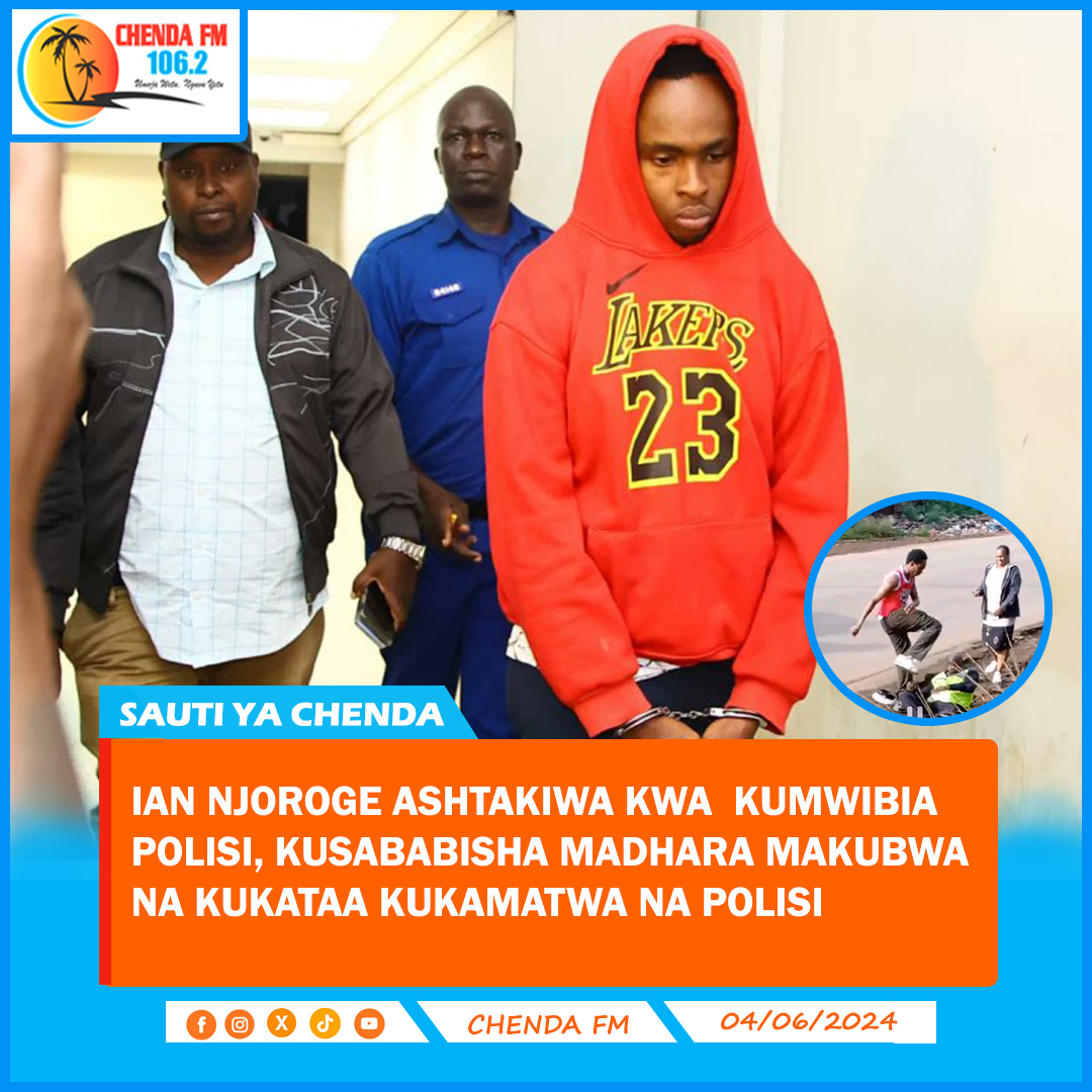 ChendaFm's tweet photo. Mwanafunzi huyo wa chuo kikuu mwenye umri wa miaka 19 anashukiwa kuwa mvamizi wa aliyenaswa kwenye kamera akimshambulia polisi juzi Jumapili.
Ian alikana mashataka ya kumwibia simu Koplo Jacob Ogendo yenye thamani ya  50,000, betri ya kifaa cha mwasiliano  na kukataa kukamatwa https://t.co/NHl0yUdwWy