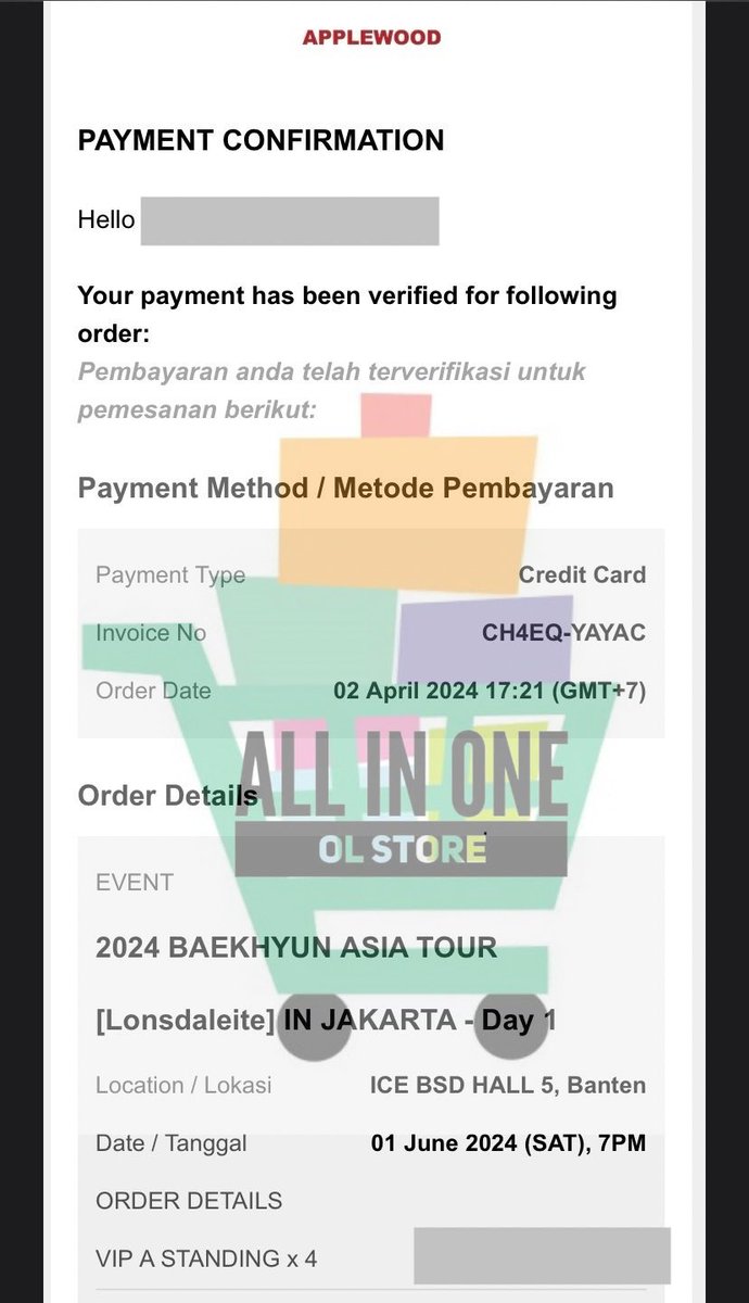 AllinOneolstore's tweet photo. ⭐️𝐏𝐑𝐎𝐎𝐅 𝐓𝐈𝐂𝐊𝐄𝐓𝐈𝐍𝐆 𝐒𝐄𝐑𝐕𝐈𝐂𝐄⭐️

🎫Local &amp; International concert🎫

BAEKHYUN ASIA TOUR [Lonsdaleite] IN JAKARTA https://t.co/dDssNp2KHT