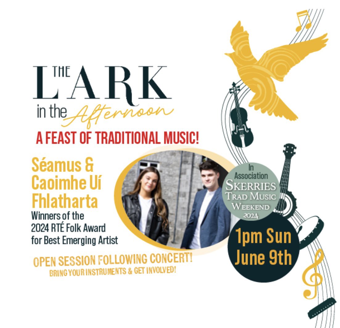 🎶Friends in Dublin!🎶

We are delighted to be performing a lunchtime concert at The Lark, Balbriggan this Sunday, 9th of June!
 Show time is 1 pm and we would be thrilled to see you all there to help us celebrate a wonderful afternoon of music. 
Tickets: thelark.ticketsolve.com/ticketbooth/sh…