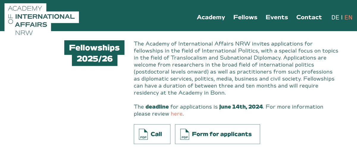 nahueloddone's tweet photo. Convocatoria de becas para personas interesadas en #paradiplomacia y diplomacia subnacional.
Call for fellowships at @aia_nrw, Bonn, #Germany, for scholars and practitioners interested in the field of Translocality and #Subnational #Diplomacy.
https://t.co/VQJkbzmNSr https://t.co/JTd0bW4IKe