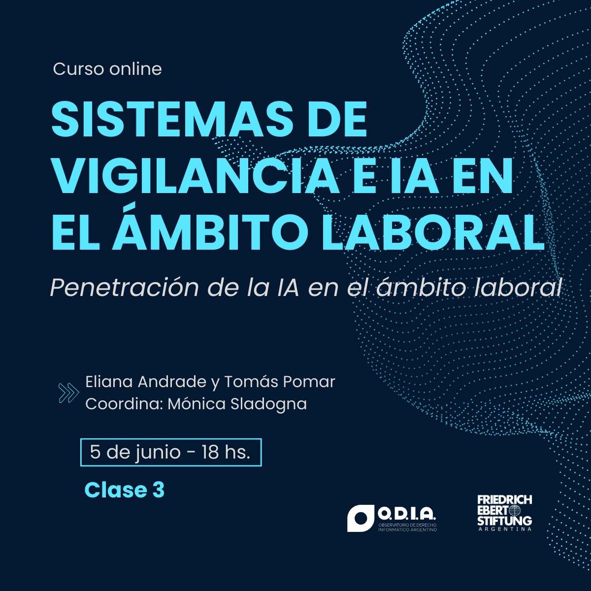 fes_argentina's tweet photo. #MAÑANA 18hs.
Curso online | Sistemas de vigilancia e #IA en el ámbito laboral
👩🏽💻Penetración de la #IA en el ámbito laboral
Llega la 3era clase gratuita de la capacitación de #SinDigital a cargo de Tomás Pomar y Eliana Andrade (@ODIAasoc)
Inscribite: https://t.co/tSofMITG6g https://t.co/fvelLikG9Y