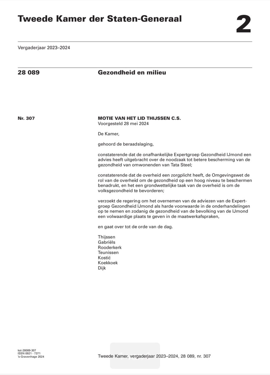 Geert Gabriëls (@geert_gabriels) on Twitter photo Aangenomen! De adviezen van de expertgroep Gezondheid Ijmond (oa <a href="/MarcelLevi/">Marcel levi</a>) moeten als harde voorwaarde meegenomen worden in de onderhandelingen met <a href="/TataSteelNL/">Tata Steel Nederland</a> . <a href="/MinisterEZK/">Minister EZ</a> wilde dat niet maar de Kamer beslist anders! Top <a href="/Joris_PvdA/">Joris Thijssen</a> ! @WillemWiskerke <a href="/FrisseWindNu/">Frisse Wind.Nu</a> Aangenomen! De adviezen van de expertgroep Gezondheid Ijmond (oa <a href="/MarcelLevi/">Marcel levi</a>) moeten als harde voorwaarde meegenomen worden in de onderhandelingen met <a href="/TataSteelNL/">Tata Steel Nederland</a> . <a href="/MinisterEZK/">Minister EZ</a> wilde dat niet maar de Kamer beslist anders! Top <a href="/Joris_PvdA/">Joris Thijssen</a> ! @WillemWiskerke <a href="/FrisseWindNu/">Frisse Wind.Nu</a>