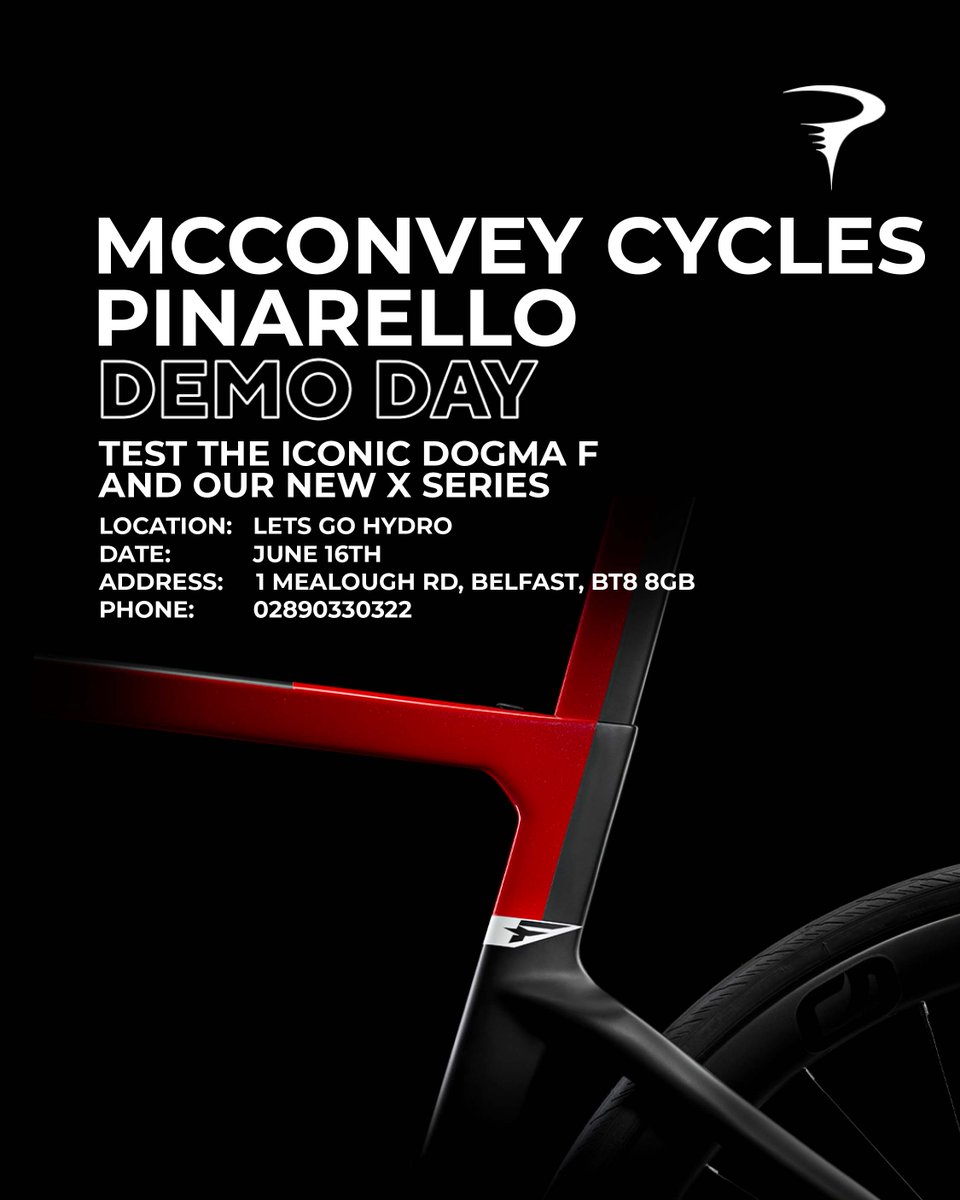 The Pinarello Demo day powered by Mc Convey Cycles 16th June <a href="/LetsGoHydro/">Let's Go Hydro</a> Book today.
bookwhen.com/mcconvey-cycle…