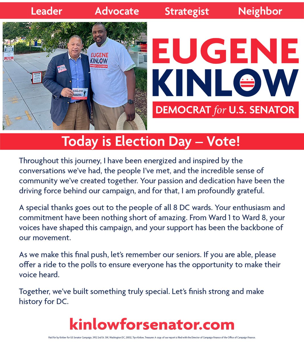 KinlowDC's tweet photo. As we enter the final 12 hours of this incredible campaign, I want to extend my deepest gratitude to each and every one of you. Your unwavering support, generous donations, and tireless volunteering have brought us to this pivotal moment. https://t.co/i9KzWK9AC0