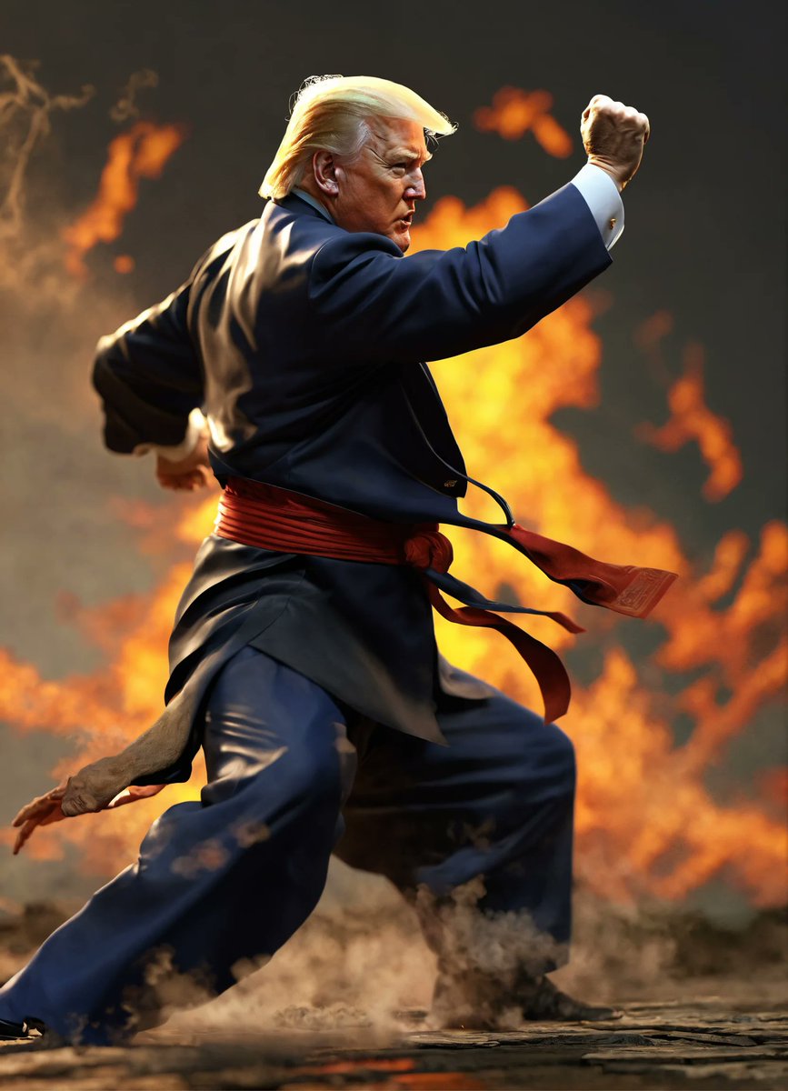 MountTrumpMore_'s tweet photo. Kung Fu Trump, getting ready to fight these false charges 🥋🦅🇺🇸

Get $MTRUMP to show your support and stand with #Trump

#MountTrumpmore #MAGA $MAGA #USA https://t.co/NbginZ5WGA