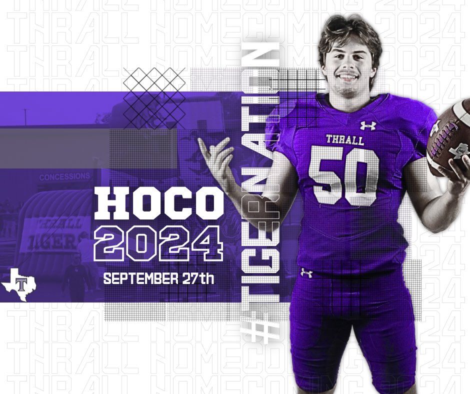 ThrallAthletics's tweet photo. THS Alumni, mark your calendars for Homecoming on September 27th! 
🏟️: Tiger Stadium 
🆚: Johnson City 
🕖: 7:00 PM Kick-Off 

#TigerNation🐯🏈 #WeAreThrall #HOCO2024 https://t.co/wYCKJ5hgcx