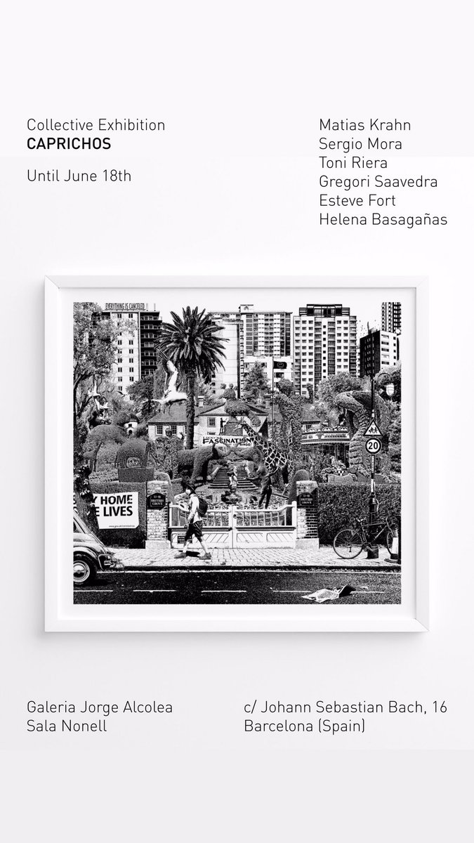 Don’t miss CAPRICHOS, the new collective exhibition at Galeria Jorge Alcolea, showcasing artworks by Sergio Mora, Matias Krahn, Toni Riera. Helena Basagañas, Esteve Fort and myself. Open until June 18th.

Galeria Jorge Alcolea
Sala Nonell
c/ Johann Sebastian Bach, 16
Barcelona