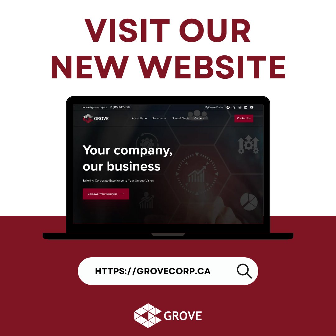 GroveCorporate's tweet photo. ๐โ Exciting news! Grove's website just got a fresh new look! ๐โ Explore our revamped site and discover how we're continuing to make Your Company, Our Business. ๐ผโ
#Grove #corporateservices #AGMConnect #OTCAS #accounting #investorrelations #YCOB https://t.co/4rNi77Anvd