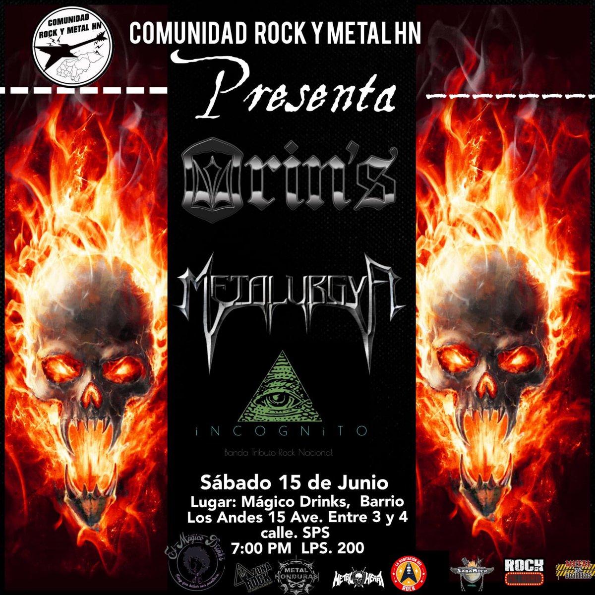 SPS Nos volvemos a ver después de un tiempo, con + fuerzas qué nunca! Junto a los amigos de #Metalurgya e Incognito 🤘🏻
Fecha: Sáb 15 de Jun 2024
Hora: 7:00pm
Lugar: Mágico Drinks, Bo. Los Andes 15 Ave, 3 y 4 calle,
Valor: L200
#OrinsHN #UpTheOrins #RockNacionalHN #MetalNacionalHN