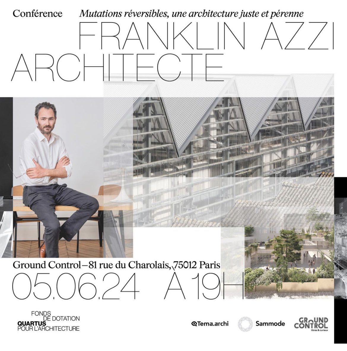 Je ne sais pas vous mais moi je sais où je serai demain soir🎤 Rv demain à 19h à @Gro_ndControl avec <a href="/franklinazzi/">Franklin Azzi</a> et le Fonds de dotation <a href="/QUARTUS/">QUARTUS</a> dédié à l’architecture pour parler de réhabilitation réversible #architecture Cycle de conférences #RegenererLaVille