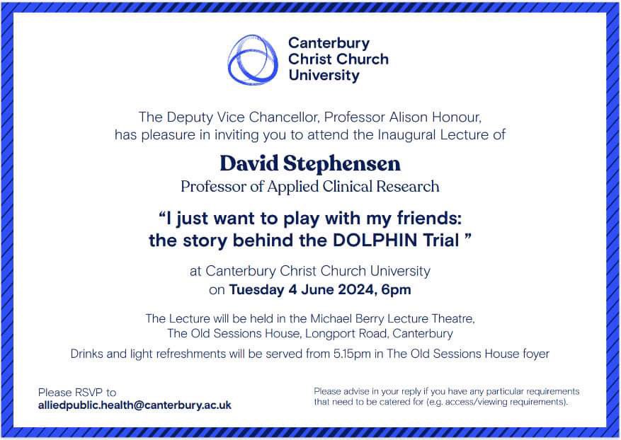 Looking forward to delivering my Inaugural Lecture this evening. <a href="/DolphinStudy/">DOLPHIN Haemophilia Exercise Study</a>
It is real pleasure and honour to join <a href="/CanterburyCCUni/">Canterbury Christ Church University</a>