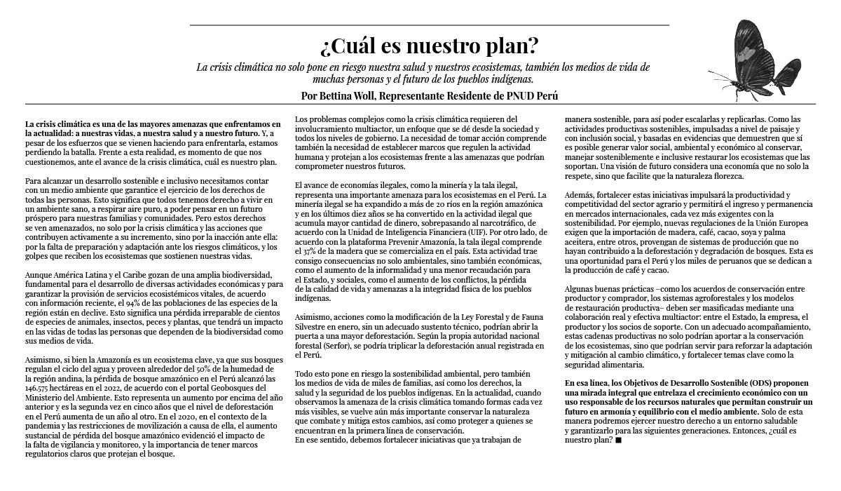 PNUDperu's tweet photo. La crisis climática nos desafía, pero también nos llama a la acción. Podemos impulsar la productividad y el crecimiento económico en armonía con el medio ambiente. ¿Cuál es nuestro plan? Conoce más en el artículo de @BettinaWoll en @elcomercio_peru ➡️ https://t.co/bGXF3A1U4i https://t.co/VcrfrOcGKN