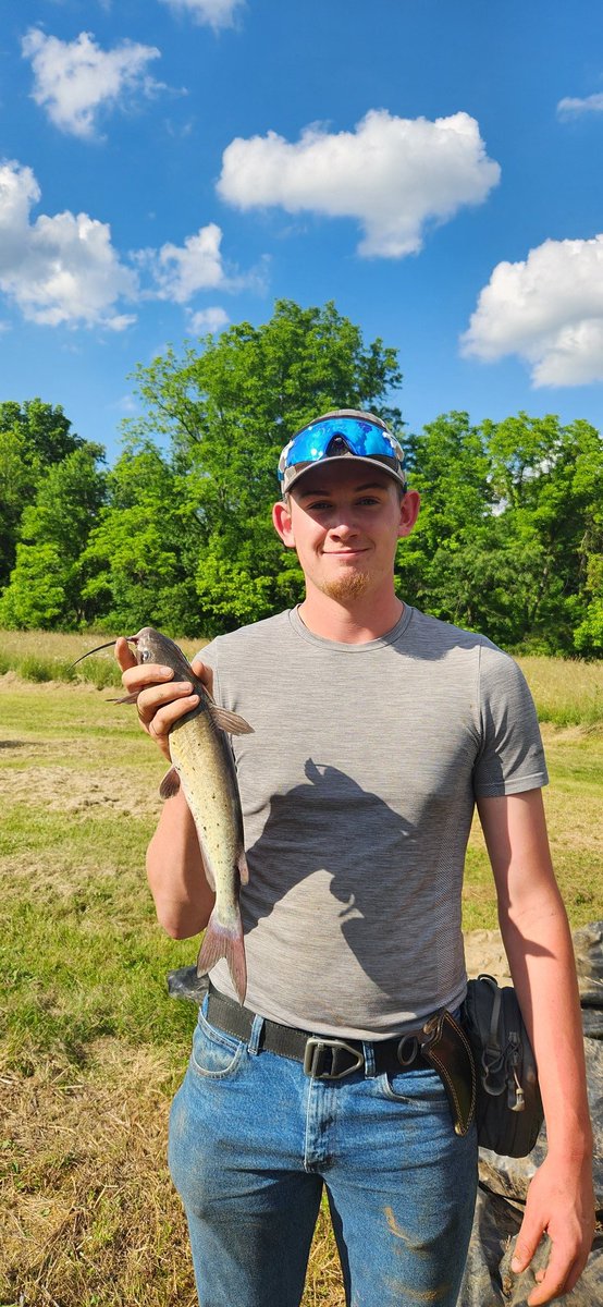 Coach said to take a rest day so went fishing in the backyard and caught some catfish.