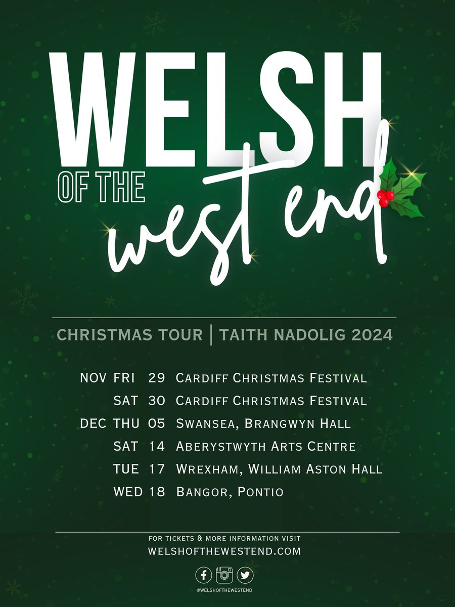 Welsh of the West End (@welshwestend) on Twitter photo We're back this Christmas! 🌲 Calling at <a href="/aberystwytharts/">Canolfan y Celfyddydau Aberystwyth Arts Centre</a>, <a href="/WilliamAstonWXM/">Neuadd William Aston Hall - Wrexham</a>, <a href="/TheBrangwyn/">The Brangwyn</a>, <a href="/PontioTweets/">PontioTweets</a> and Cardiff (<a href="/_liveunderstars/">Live Under the Stars</a>) 🎅 For more info and tickets, visit welshofthewestend.com ✨ We're back this Christmas! 🌲 Calling at <a href="/aberystwytharts/">Canolfan y Celfyddydau Aberystwyth Arts Centre</a>, <a href="/WilliamAstonWXM/">Neuadd William Aston Hall - Wrexham</a>, <a href="/TheBrangwyn/">The Brangwyn</a>, <a href="/PontioTweets/">PontioTweets</a> and Cardiff (<a href="/_liveunderstars/">Live Under the Stars</a>) 🎅 For more info and tickets, visit welshofthewestend.com ✨