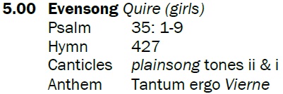 The Cathedral Girls Choir sing Evensong at 5pm including an anthem by #LouisVierne. All are welcome to attend.