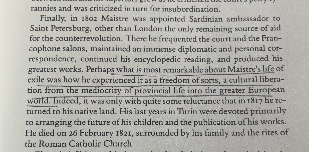 Dissident academics will understand the freedom of thought and liberation from cultural mediocrity felt by de Maistre.